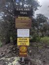 Kaheawai trailhead sign