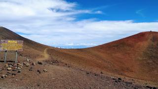 Trail to the true summit. Native Hawaiians ask that you not use it.