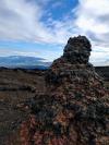 Colorful lava blob with Mauna Kea in background